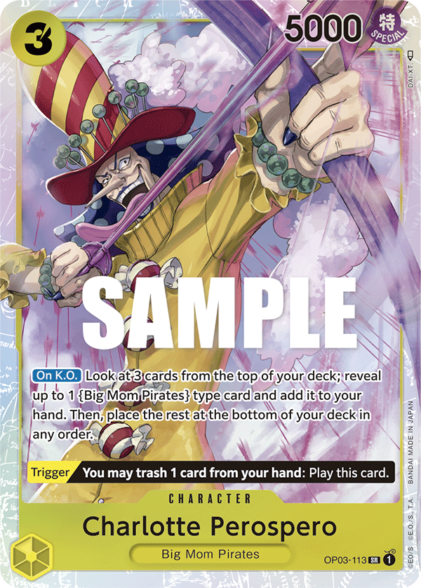 Carte Charlotte Perospero OP03-113 Super Rare — One Piece TCG OP-03 Pillars of Strength (Bandai)