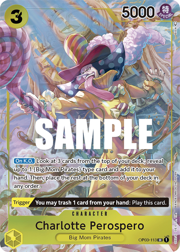 Carte Charlotte Slurp OP03-113_p1 Super Rare Alt Art — One Piece TCG OP-03 Pillars of Strength (Bandai)