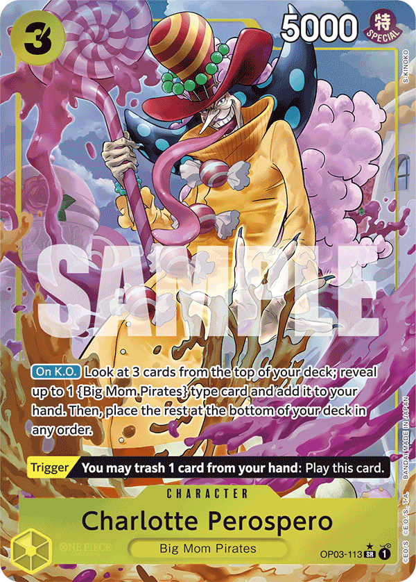 Carte Charlotte Perospero OP03-113_p3 Super Rare Alt Art — One Piece TCG PRB-01 The Best (Bandai)