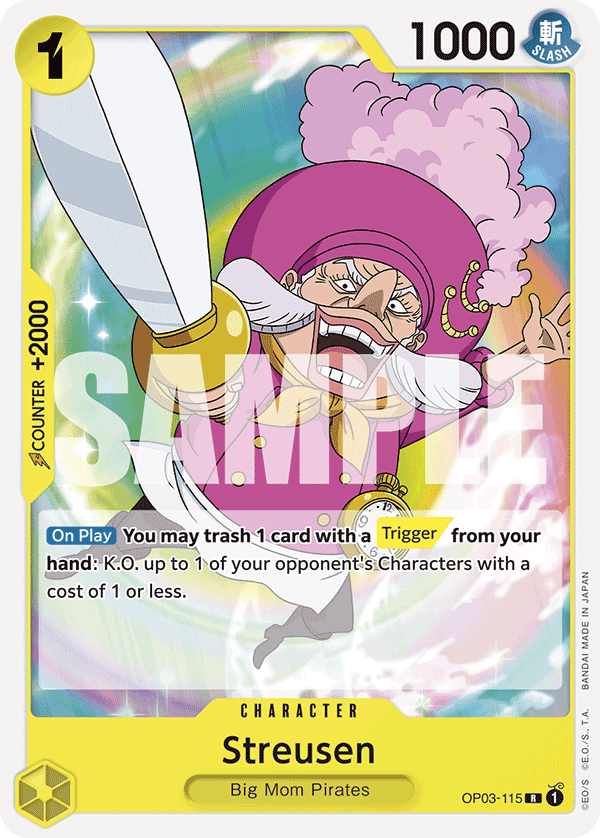 Carte Streusen OP03-115_r1 Rare Serial — One Piece TCG ST-20 Starter Deck: Yellow Charlotte Katakuri (Bandai)