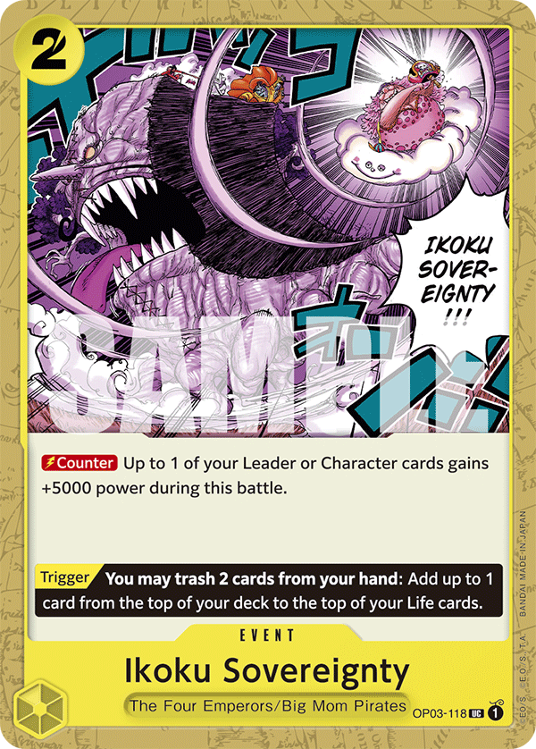 Carte Ikoku Sovereignty OP03-118_p1 Uncommon Alt Art — One Piece TCG OP-03 Pillars of Strength (Bandai)