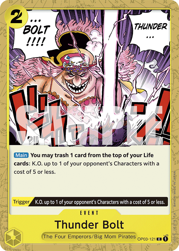 Carte Thunder Bolt OP03-121_p2 Common Alt Art — One Piece TCG OP-03 Pillars of Strength (Bandai)