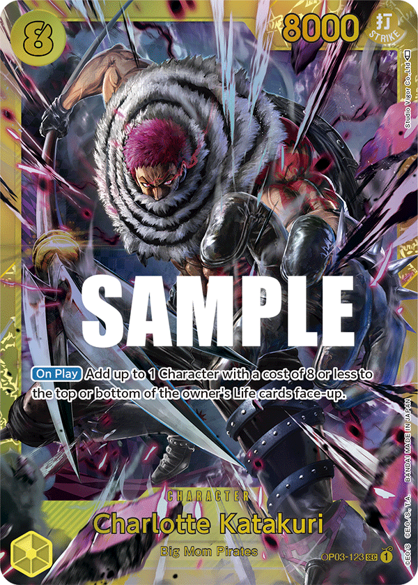 Carte Charlotte Katakuri OP03-123 Secret Rare — One Piece TCG OP-03 Pillars of Strength (Bandai)