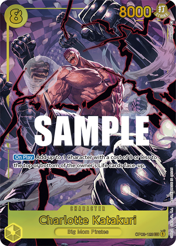 Carte Charlotte Katakuri OP03-123_p1 Secret Rare Alt Art — One Piece TCG OP-03 Pillars of Strength (Bandai)