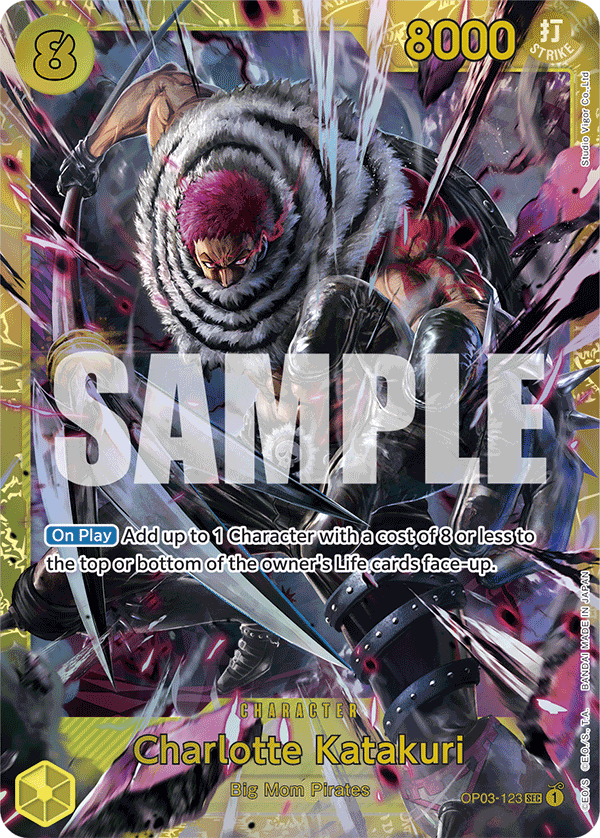 Carte Charlotte Katakuri OP03-123_p3 Secret Rare Alt Art — One Piece TCG OP-03 Pillars of Strength (Bandai)