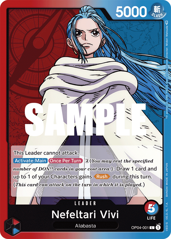 Carte Nefeltari Vivi OP04-001 Leader — One Piece TCG OP-04 (Bandai)