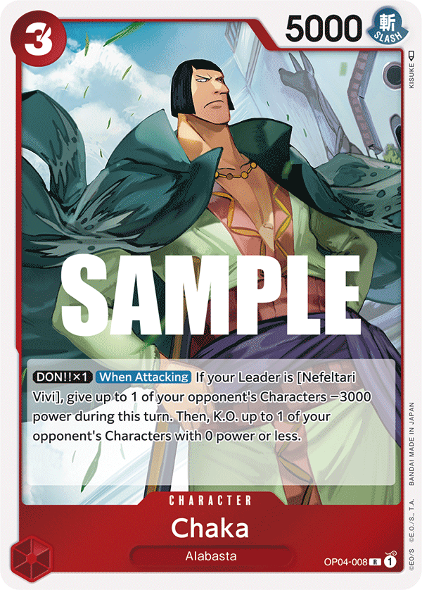 Carte Chaka OP04-008 Rare — One Piece TCG OP-04 Kingdoms of Intrigue (Bandai)