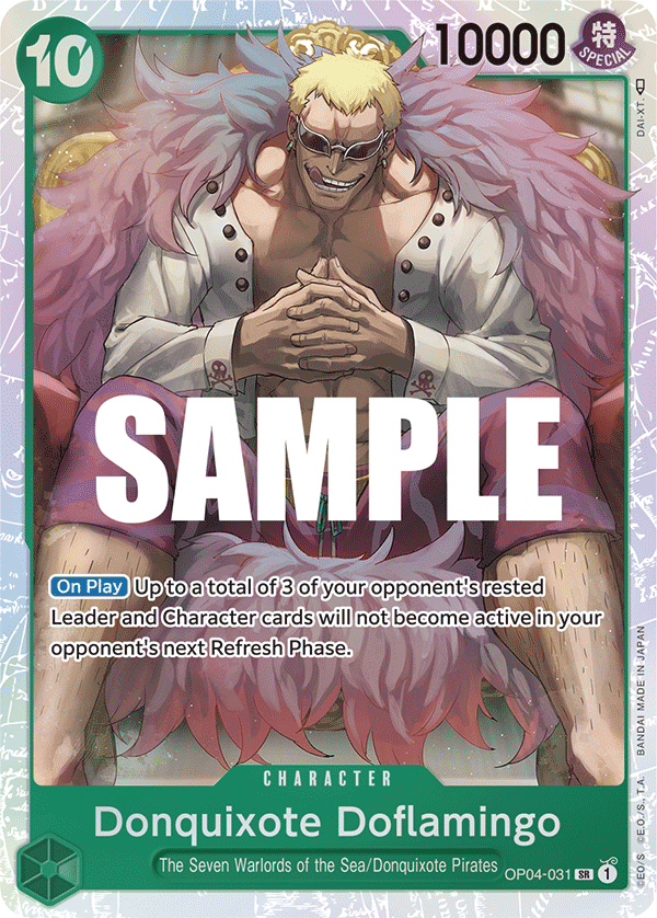 Carte Donquixote Doflamingo OP04-031 Super Rare — One Piece TCG OP-04 Kingdoms of Intrigue (Bandai)