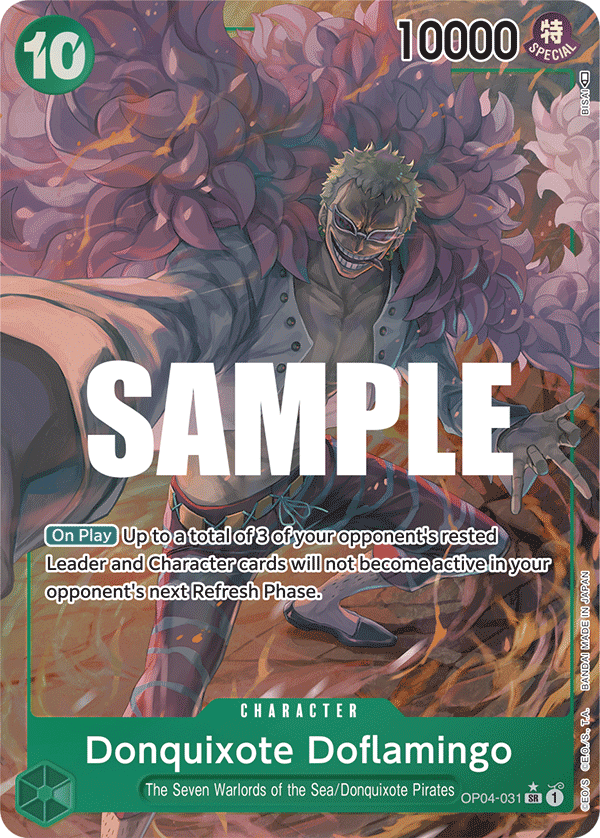 Carte Don Quijote Doflamingo OP04-031_p1 Super Rare Alt Art — One Piece TCG OP-04 Kingdoms of Intrigue (Bandai)