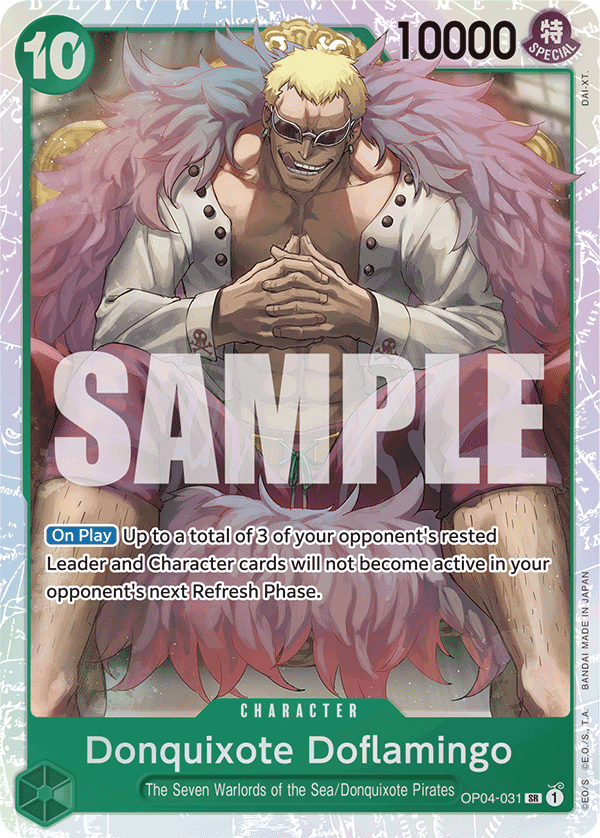Carte Donquixote Doflamingo OP04-031_p2 Super Rare Alt Art — One Piece TCG OP-04 Kingdoms of Intrigue (Bandai)