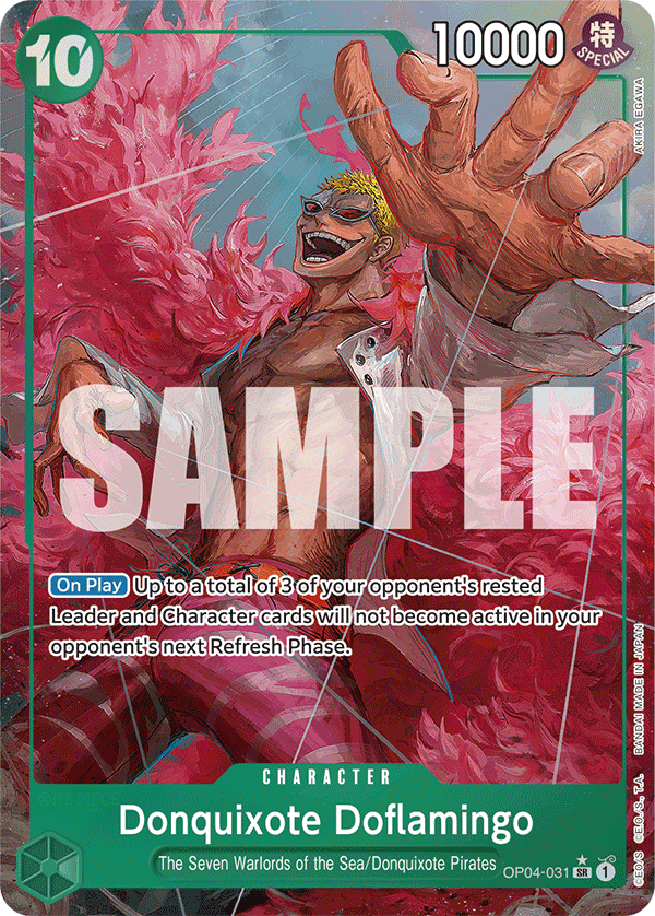 Carte Donquixote Doflamingo OP04-031_p3 Super Rare Alt Art — One Piece TCG PRB-01 The Best (Bandai)