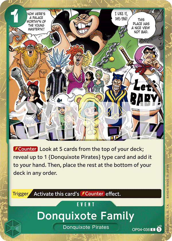 Carte Don Quijote Family OP04-036_p2 Common Alt Art — One Piece TCG PRB-01 The Best (Bandai)