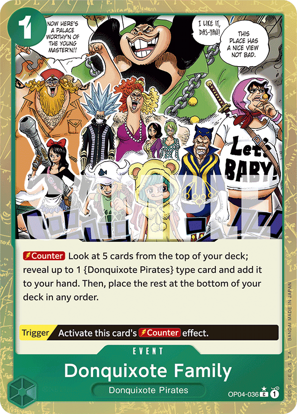 Carte Don Quijote Family OP04-036_p3 Common Alt Art — One Piece TCG PRB-01 The Best (Bandai)