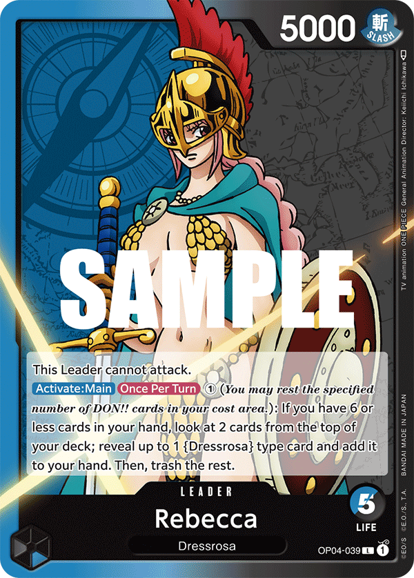 Carte Rebecca OP04-039 Leader — One Piece TCG OP-04 (Bandai)