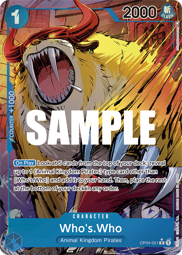 Carte Who's.Who OP04-051_p1 Rare Alt Art — One Piece TCG OP-04 Kingdoms of Intrigue (Bandai)