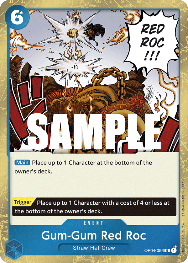 Carte Gum-Gum Red Roc OP04-056 Rare — One Piece TCG OP-04 Kingdoms of Intrigue (Bandai)