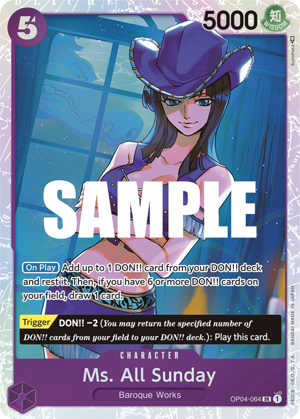 Carte Ms. All Sunday OP04-064 Super Rare — One Piece TCG OP-04 Kingdoms of Intrigue (Bandai)