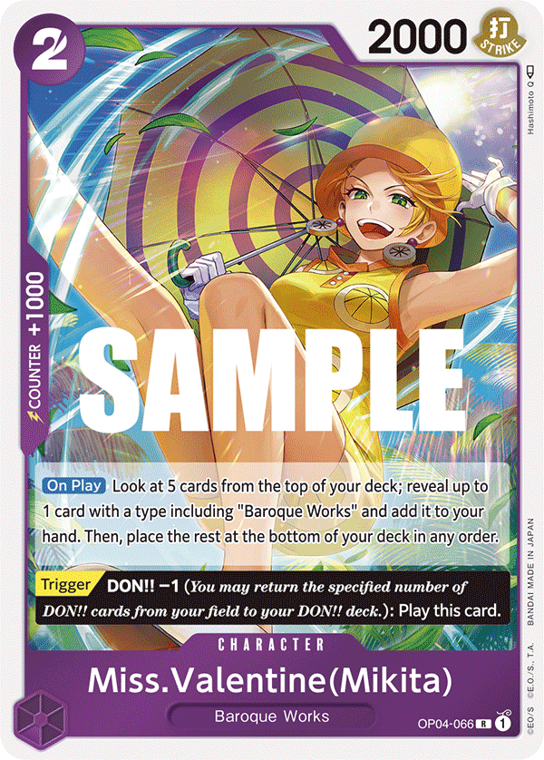 Carte Miss.Valentine(Mikita) OP04-066 Rare — One Piece TCG OP-04 Kingdoms of Intrigue (Bandai)