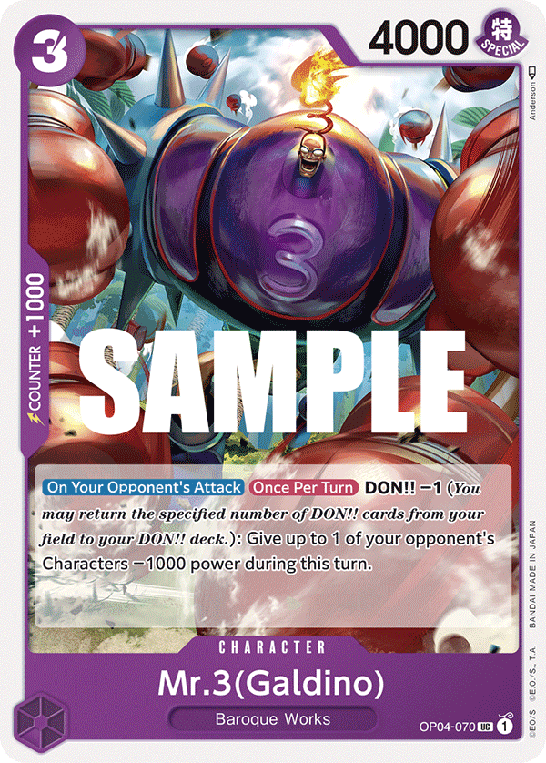 Carte Mr.3(Galdino) OP04-070 Uncommon — One Piece TCG OP-04 Kingdoms of Intrigue (Bandai)