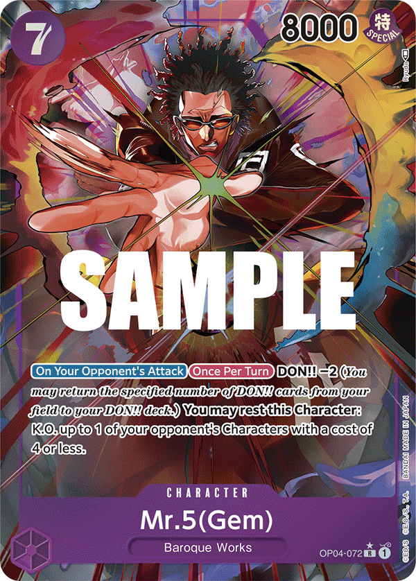 Carte Mr.5(Gem) OP04-072_p1 Rare Alt Art — One Piece TCG OP-04 Kingdoms of Intrigue (Bandai)