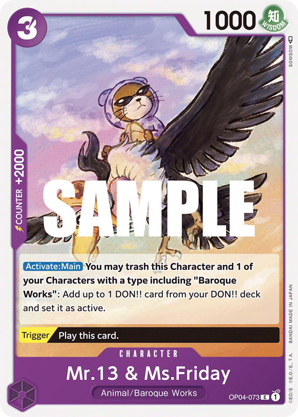Carte Mr.13 & Ms.Friday OP04-073 Common — One Piece TCG OP-04 Kingdoms of Intrigue (Bandai)