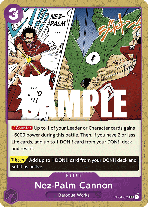 Carte Nez-Palm Cannon OP04-075 Uncommon — One Piece TCG OP-04 Kingdoms of Intrigue (Bandai)