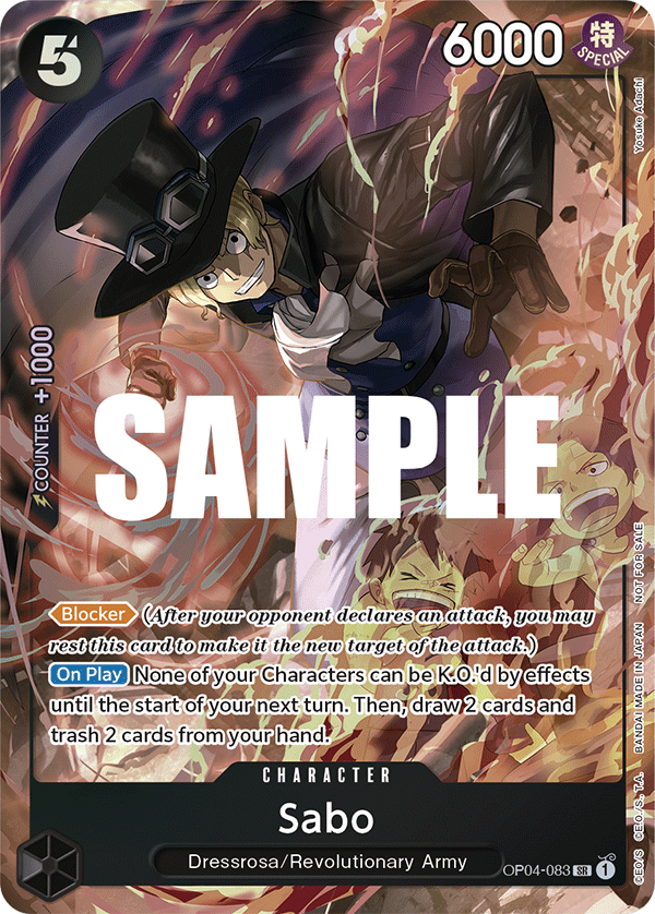 Carte Sabo OP04-083_p3 Super Rare — One Piece TCG PROMO-OP-04 (Bandai)
