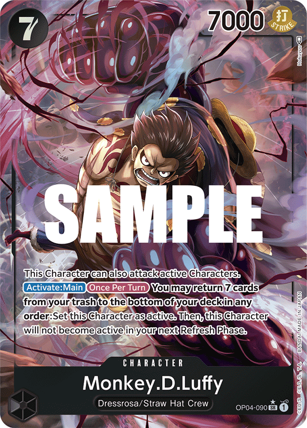 Carte Monkey.D.Luffy OP04-090_p1 Super Rare Alt Art — One Piece TCG OP-04 Kingdoms of Intrigue (Bandai)