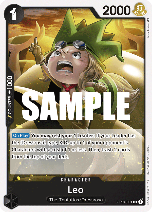 Carte Leo OP04-091 Uncommon — One Piece TCG OP-04 Kingdoms of Intrigue (Bandai)