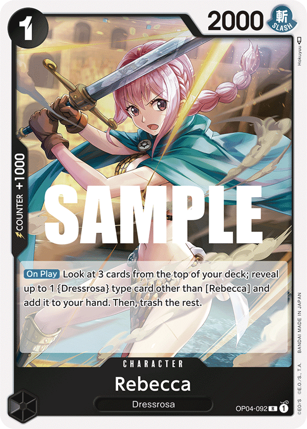 Carte Rebecca OP04-092 Rare — One Piece TCG OP-04 Kingdoms of Intrigue (Bandai)