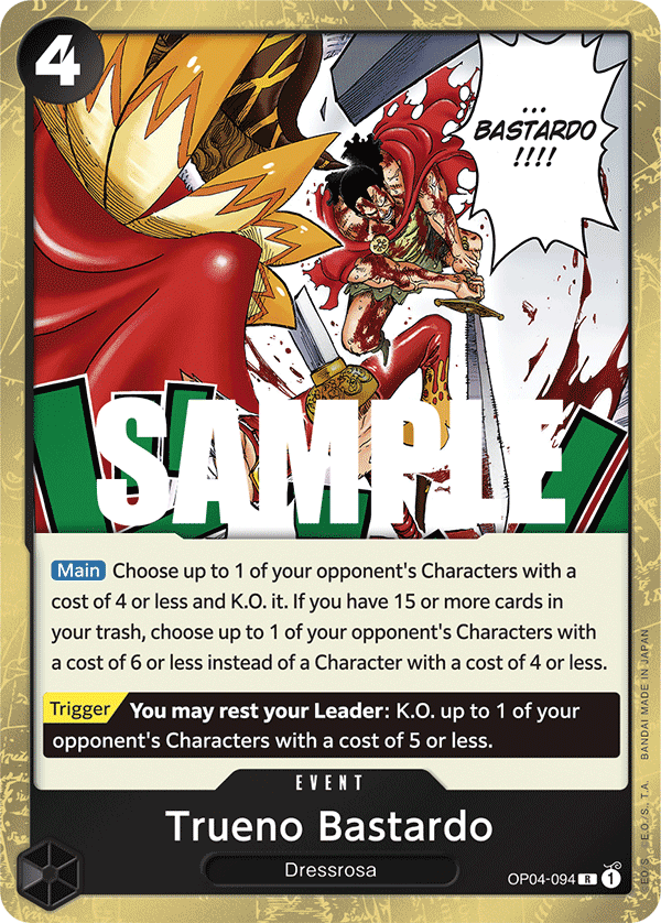 Carte Trueno Bastardo OP04-094 Rare — One Piece TCG OP-04 Kingdoms of Intrigue (Bandai)
