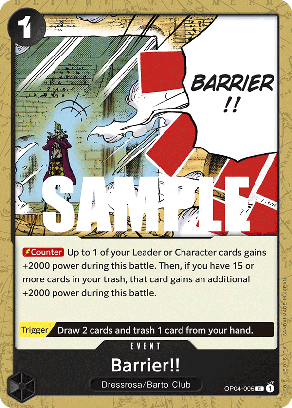 Carte Barrier!! OP04-095 Common — One Piece TCG OP-04 Kingdoms of Intrigue (Bandai)