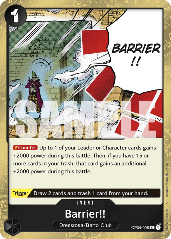 Carte Barrière !! OP04-095_p2 Common Alt Art — One Piece TCG PRB-01 The Best (Bandai)