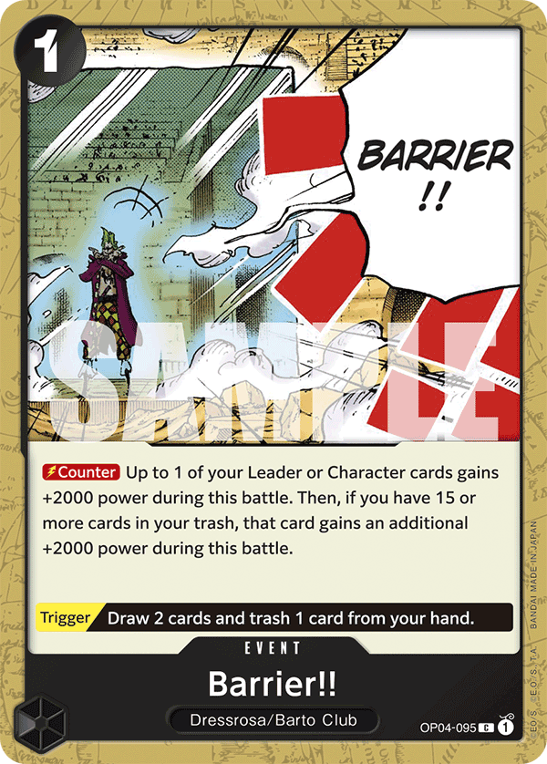 Carte Barrier!! OP04-095_r1 Common Serial — One Piece TCG PRB-01 The Best (Bandai)