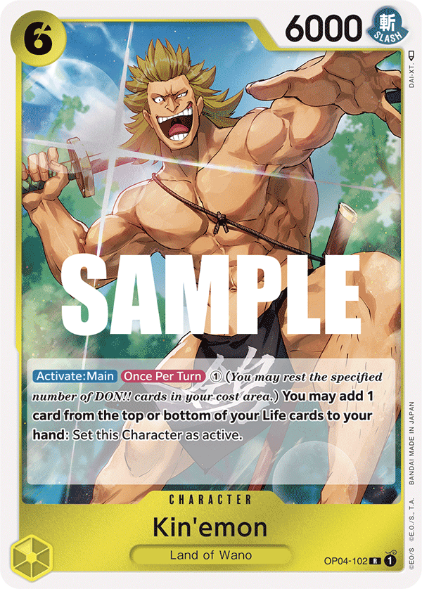 Carte Kin'emon OP04-102 Rare — One Piece TCG OP-04 Kingdoms of Intrigue (Bandai)