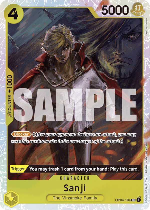 Carte Sanji OP04-104_r1 Super Rare Serial — One Piece TCG PRB-01 The Best (Bandai)