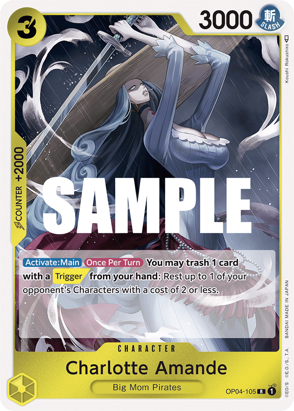 Carte Charlotte Amande OP04-105 Rare — One Piece TCG OP-04 Kingdoms of Intrigue (Bandai)
