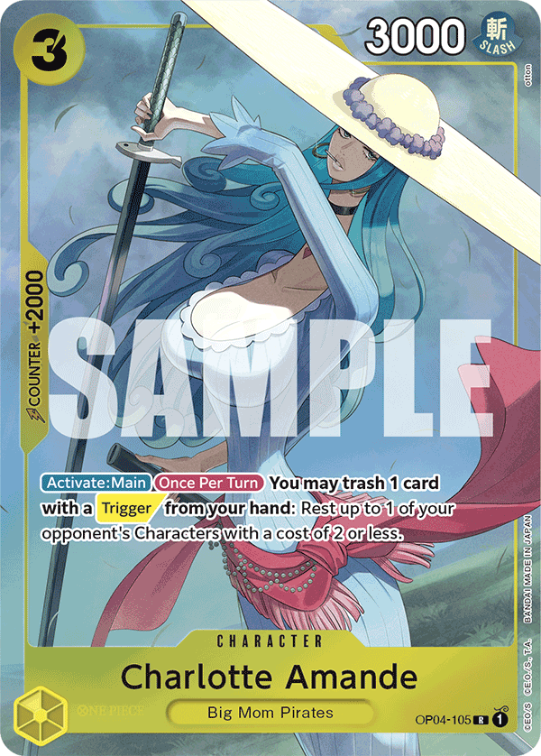Carte Charlotte Amande OP04-105_p1 Rare Alt Art — One Piece TCG OTHER One Piece Products (Bandai)