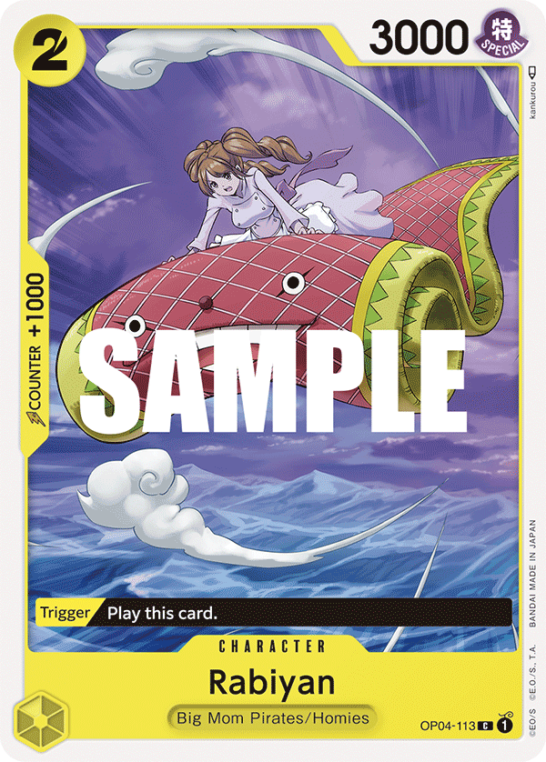 Carte Rabiyan OP04-113 Common — One Piece TCG OP-04 Kingdoms of Intrigue (Bandai)