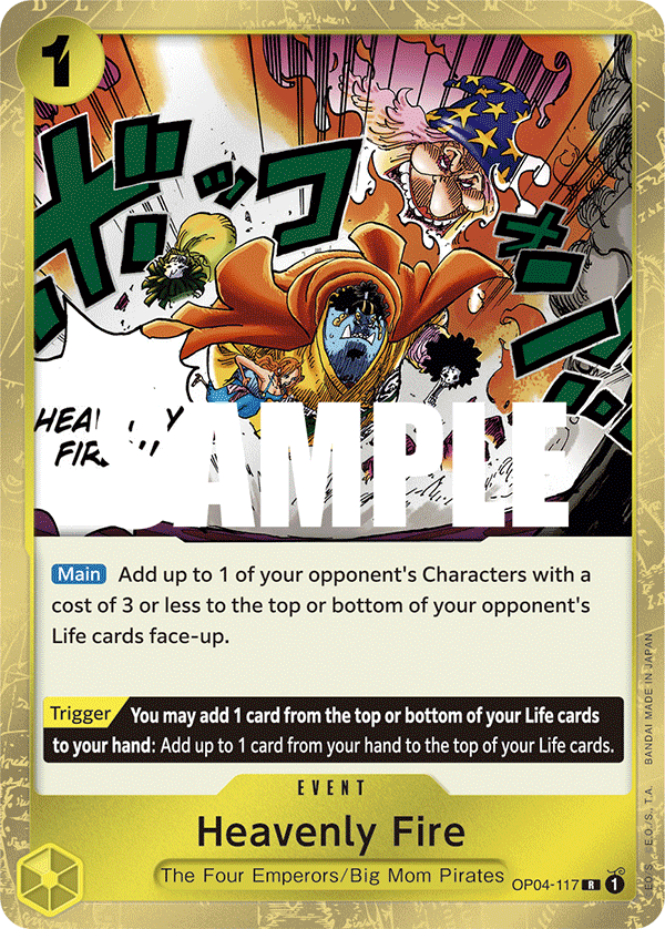 Carte Heavenly Fire OP04-117 Rare — One Piece TCG OP-04 Kingdoms of Intrigue (Bandai)