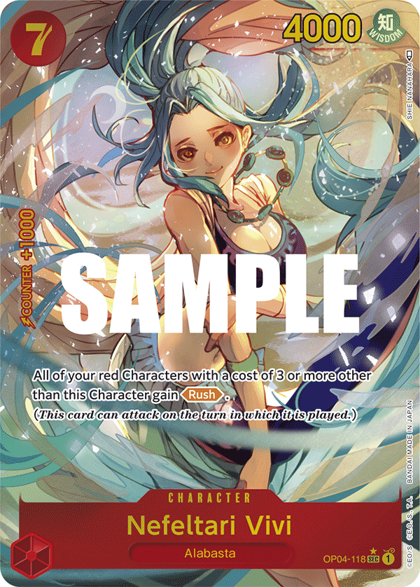 Carte Nefeltari Vivi OP04-118_p1 Secret Rare Alt Art — One Piece TCG OP-04 Kingdoms of Intrigue (Bandai)