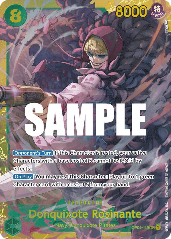 Carte Donquixote Rosinante OP04-119 Secret Rare — One Piece TCG OP-04 Kingdoms of Intrigue (Bandai)