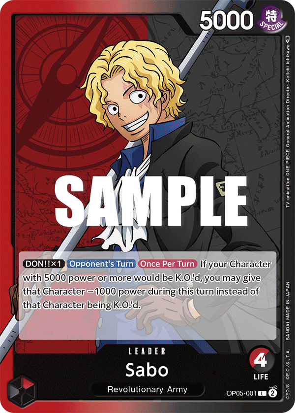 Carte Sabo OP05-001 Leader — One Piece TCG OP-05 (Bandai)