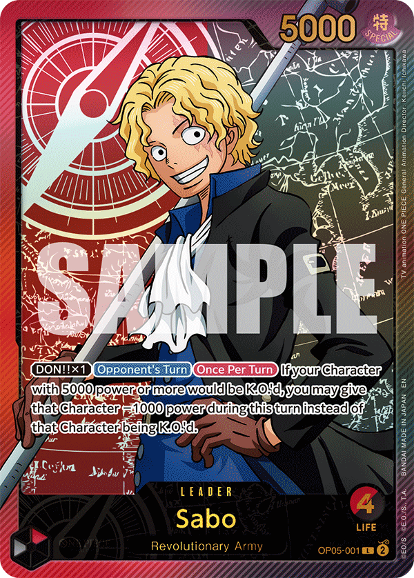 Carte Sabo OP05-001_p2 Leader Alt Art — One Piece TCG EB-02 Anime 25th Collection (Bandai)