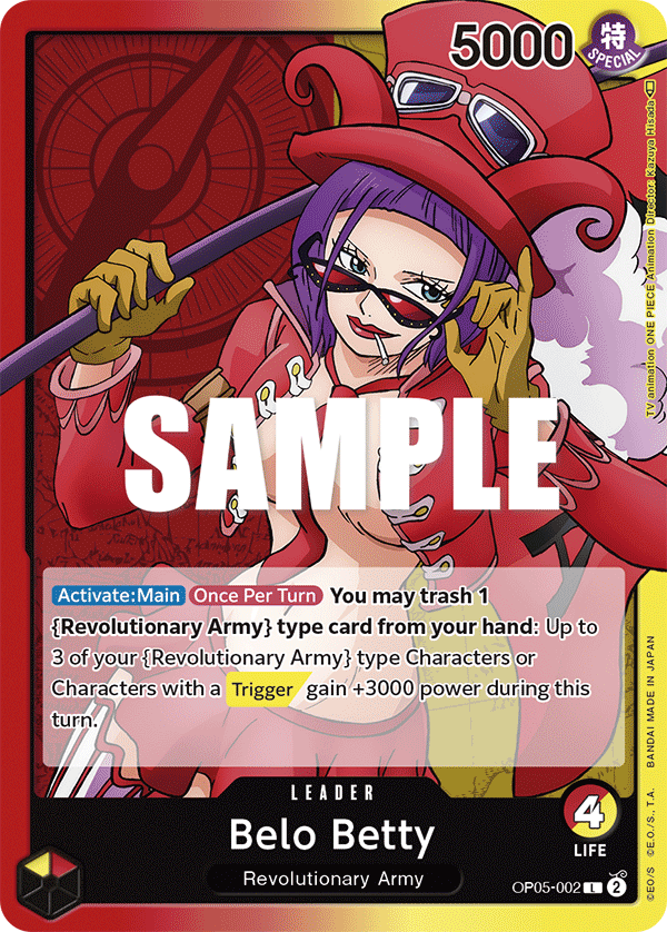 Carte Belo Betty OP05-002 Leader — One Piece TCG OP-05 (Bandai)