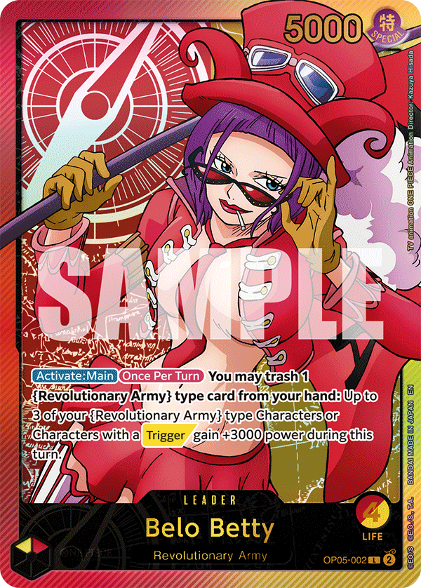 Carte Belo Betty OP05-002_p2 Leader Alt Art — One Piece TCG EB-02 Anime 25th Collection (Bandai)