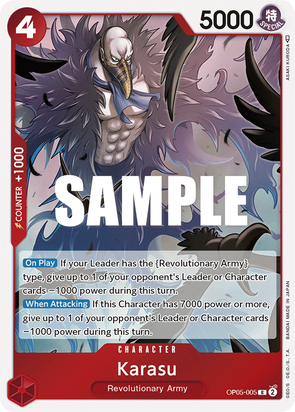 Carte Karasu OP05-005 Rare — One Piece TCG OP-05 (Bandai)