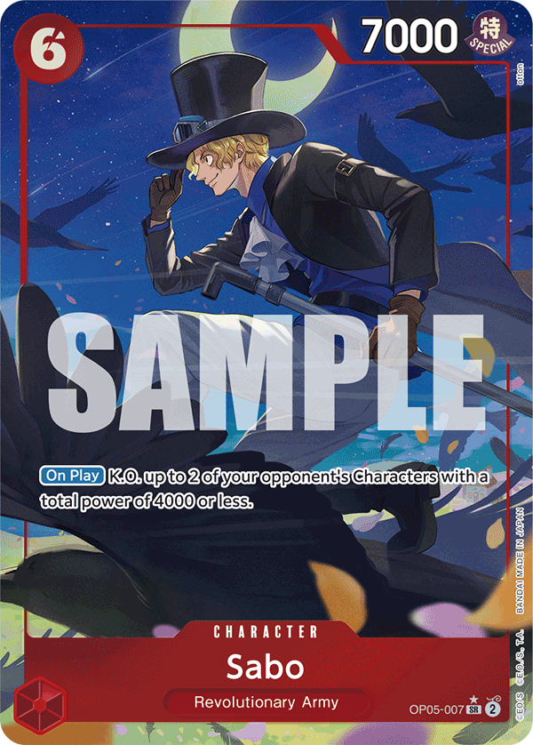 Carte Sabo OP05-007_p3 Super Rare Alt Art — One Piece TCG PRB-01 The Best (Bandai)