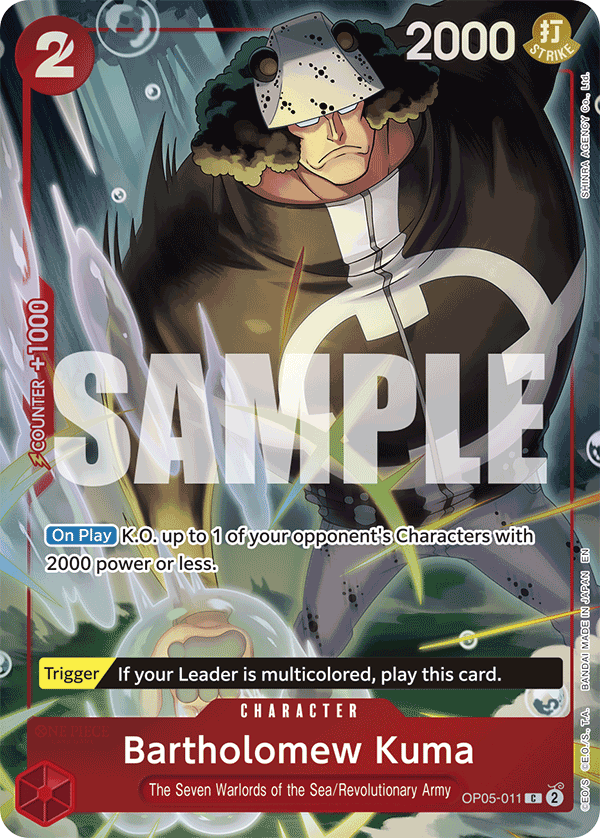 Carte Bartholomew Kuma OP05-011_p1 Common Alt Art — One Piece TCG OTHER One Piece Products (Bandai)