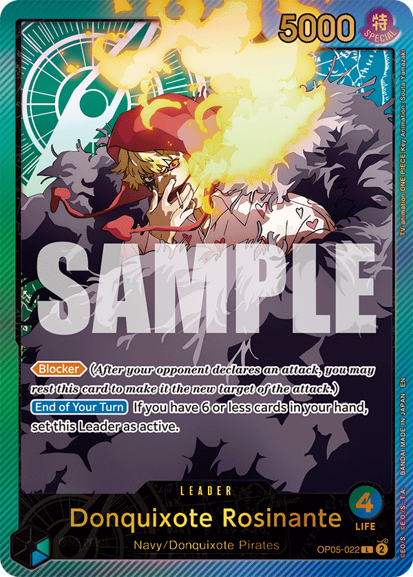 Carte Donquixote Rosinante OP05-022_p2 Leader Alt Art — One Piece TCG EB-02 Anime 25th Collection (Bandai)